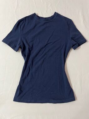 SKIMS Cotton Jersey Crew Neck Top T-shirt Blue Navy